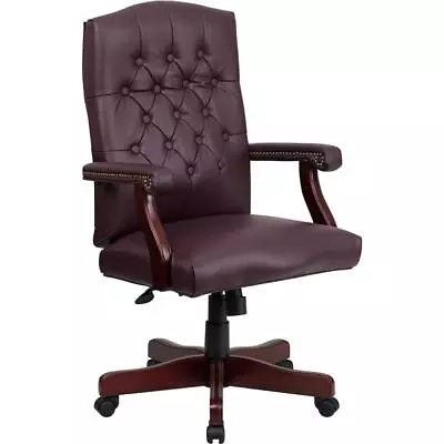 Martha Washington Burgundy LeatherSoft Executive Swivel Office Chair With Arms • $352.77