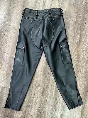 Mens Black Leather Cargo Pants 32W • $99