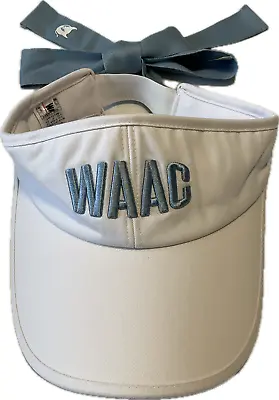 Waac Sun Visor Hat Womens Size 56 Cm White Blue Ribbon Golf • $59.99
