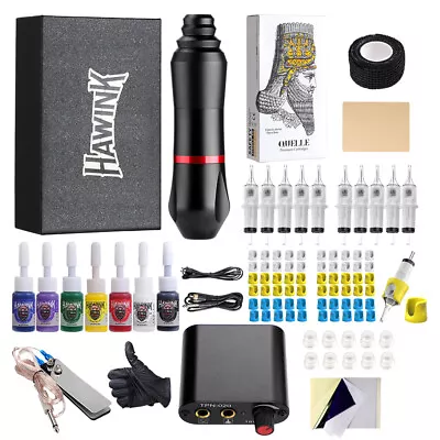 Hawink Complete Tattoo Kit Machine 10Tattoo Cartridge Needles 3rl 5rl 7lnks • $54.99