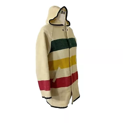 Woolrich Coat 3 Point Hudson Bay Blanket Stripes Vintage 1970s Size Medium • $189.99