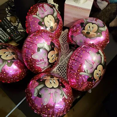  Minnie Mouse 8 Foil Balloons With Plastic SticksCartoonKids  Party Decoration • £17.36