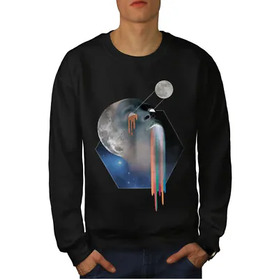 Wellcoda Moon Trendy Print Mens Sweatshirt Galaxy Casual Pullover Jumper • £23.99