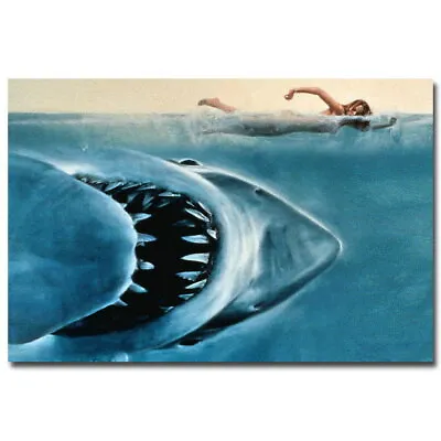 82662 Jaws 1 2 Classic Movie Woman Swimming With Shark Wall Print Poster AU • $20.85