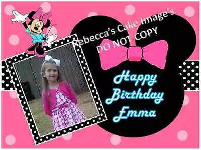 Edible Cake Image Custom Minnie Mouse Icing Sheet Party Topper Personal Photo  • $7.49