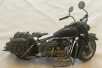 Motorcycle Replica Handmade Welded Metal Vintage Harley Look Art Sculpture 11  L • $48