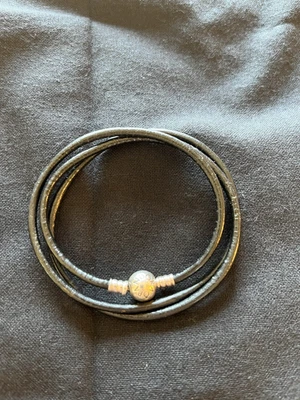 $25 • Buy Pandora Leather Wrap Charm Bracelet 