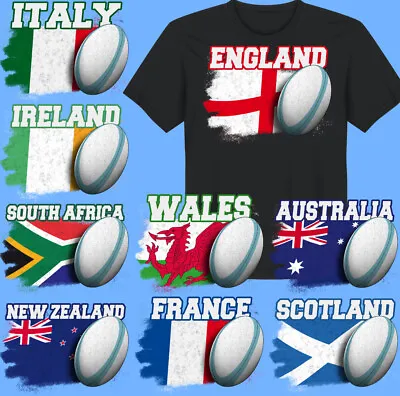 Rugby T-Shirt With A Flag And Ball Mens Union Kit Jersey • £10.99