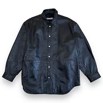 Acne Studios Oversized Black Leather Shirt Jacket Medium  • £450