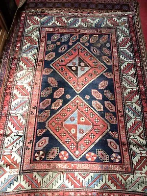 ANTIQUE OLD CAUCASIAN HAND WOVEN KAZAK  RUG  - 182 Cms By 128 Cms • £950