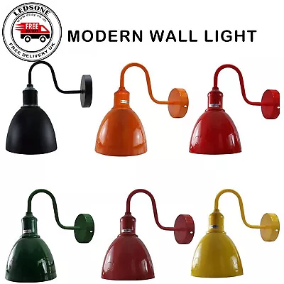 Modern Vintage Industrial Coloured Wall Scone Light Lamp Shade Indoor Wall Light • £16.49