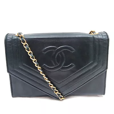 Chanel Shoulder Bag Coco Mark Black Lamb Skin 1278434 • $122.50