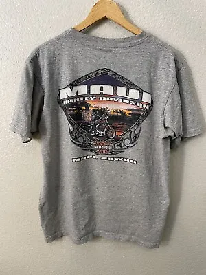 VTG Harley Davidson Maui Grey Short Sleeve Shirt Men's Large Distressed • $14.99