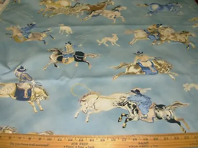 10 Yds~p Kaufmann Cowboys Horse Animal Cotton Drapery Upholstery Fabric For Less • £130.17
