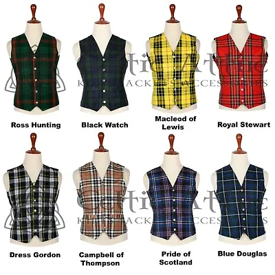 Scottish Tartan VEST 5 Buttons Formal Kilt WAISTCOAT Wedding Vest Size 36 To 54 • £24.70