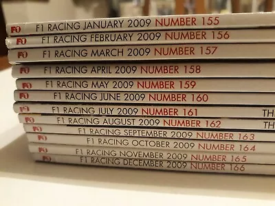 F1 Racing Magazines - 2009 Season Jan - Dec  12 Issues To Dec • £10