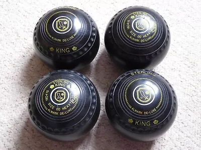 Set Of 4 Almark De-luxe Sterling King Lawn Bowls Size 00 Heavy Black • £120