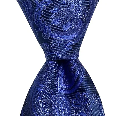 DANIEL MILANO Men's 100% Silk Necktie ITALY Designer PAISLEY FLORAL Blue NWT • $69.99