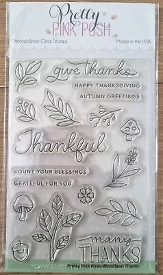 £6 • Buy Pretty Pink Posh Woodland Thanks Clear Stamp Set, Sentiments, Floral