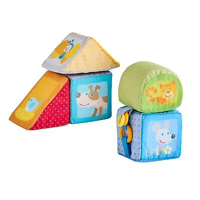 HABA Animal Discovery Cubes - 5 Soft Baby Blocks In Geometric Shapes • $24.99