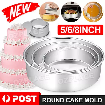 5/6/8  Cake Mold Aluminium Alloy Round DIY Cakes Pastries Mould Baking Tin Pan • $11.95