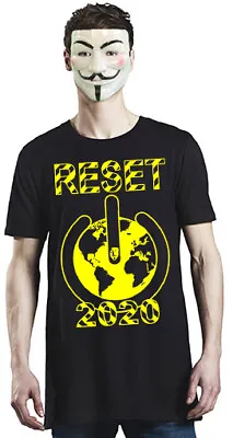 RESET GLOBE 2020 ANONYMOUS LOCKDOWN VIRUS HACKER Hand Printed T-Shirt Xmas Gift • £7.95