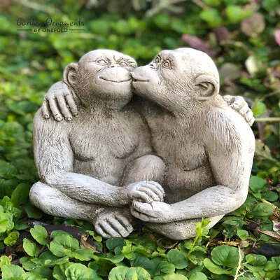 Love Monkey Hand Cast Stone Outdoor Garden Ornament Animal Statue Chimp Ape Gift • £44.60