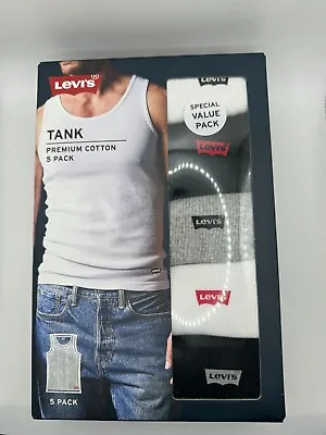 Levi's Lightweight Tank Tops For Men 5 Pack Classic Ribbed Cotton Mens • $27.80