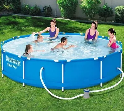 GARDEN POOL Bestway 10FT 305x76cm Steel Pro-Round Swimming + PUMP • £919.85