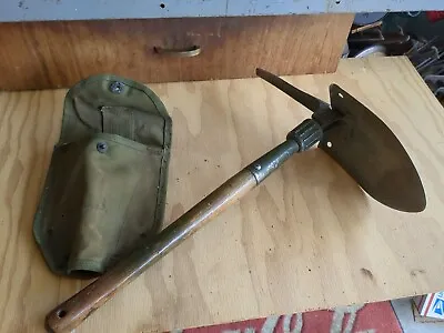 1952 Dated US Army Entrenching Tool Folding Shovel / Pick WW2 Cover 1945 Dated • $51
