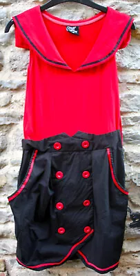 Sailor Dress 8-10 Criminal Damage Red Pencil Rockabilly NEW/Tags • £6.50