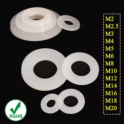 M2 To M20 White Plastic Nylon Plain Flat Washers Penny Washers Mudguard Washers • $109.25