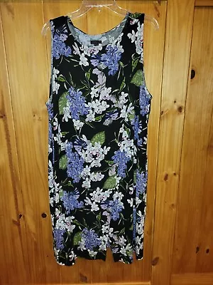J Jill Wearever Collection Sleeveless Dress XL Floral Layered Wrap Stretch • $15