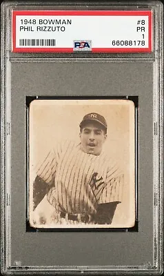 1948 Bowman #8 Phil Rizzuto HOF ROOKIE RC PSA 1 PR New York Yankees Short Print • $159