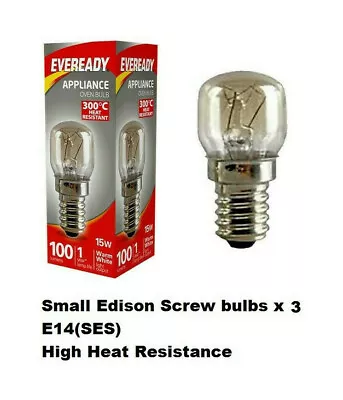 3 X Oven Cooker Appliance Light Bulb | 300°c Light 15w 240v E14 Ses Uk Stock • £3.99