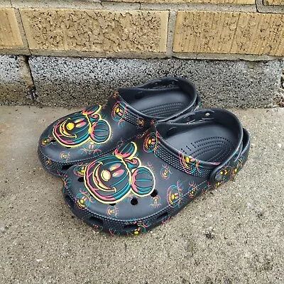 Disney Halloween Mickey Mouse Print Black Crocs Clogs Men's 5 Women's 7 • $35