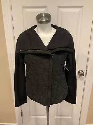 Marrakech Anthropologie Black Quilted Asymmetrical Zip-Up Jacket Size S • $42.56