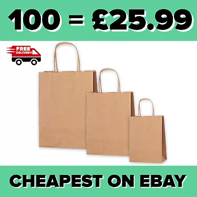 Brown Paper Bags With Handles Brown Paper Carrier Bags XSmall Small & Large • £3.99