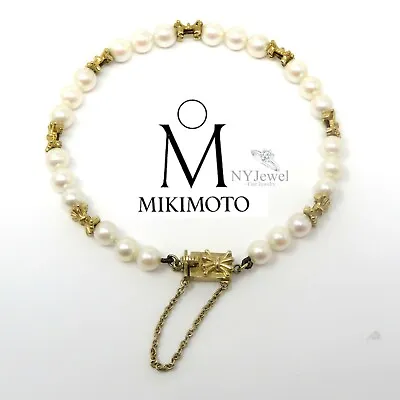 NYJEWEL Mikimoto 18K Yellow Gold Akoya Pearl Bracelet • $1499