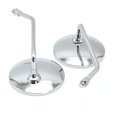 US STOCK 4  Round Long Stem Chrome Motorcycle Mirrors 8mm Stable Trim Pair • $27.99