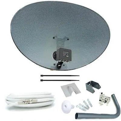 £40.99 • Buy 80cm Zone 2 Satellite Dish & Quad LNB + 5m RG6 White Kit For Freesat / Sky + HD