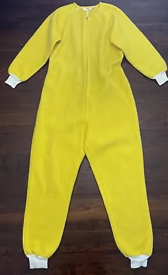 Vintage Bunny Sleeper Long John Pajamas One Piece Adult Yellow Fleece Blanket • $37.49