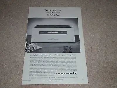 Marantz Model 15 Amplifier Ad 1966 Article Specs 1 Page • $7.99