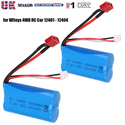 Universal 2PCS 7.4V 1500mAh Li-ion Battery T-Plug Charger For Wltoys 4WD RC Car • £19.94