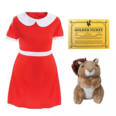 Childs Spoilt Golden Ticket Winner Fancy Dress Costume Chocolate Factory Girl • £16.99