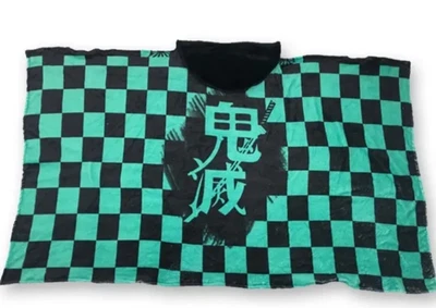 $44 • Buy Demon Slayer Tanjiro Flannel Shawl With Hoodie Unisex 