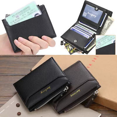 Mens Leather Wallet Credit Card Holder Purse With Zipper Coin Pocket Best Gift • $4.89