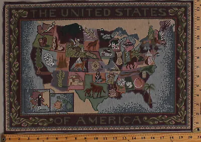 20  X 14  Tapestry Square - USA United States Map States Fabric Square M214.07 • £3.83