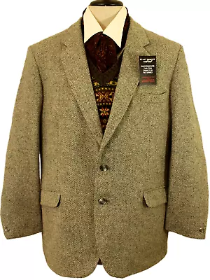 Quality Menswear 46  Grey Mix Herringbone Tweed Jacket • $62.16