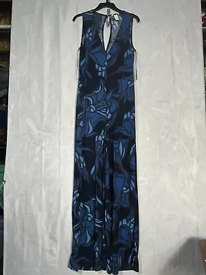 H&M Women’s Sleeveless Jumpsuit V-Neck Size M Blue 28”Waist 31”inseam Length 61” • $14.99